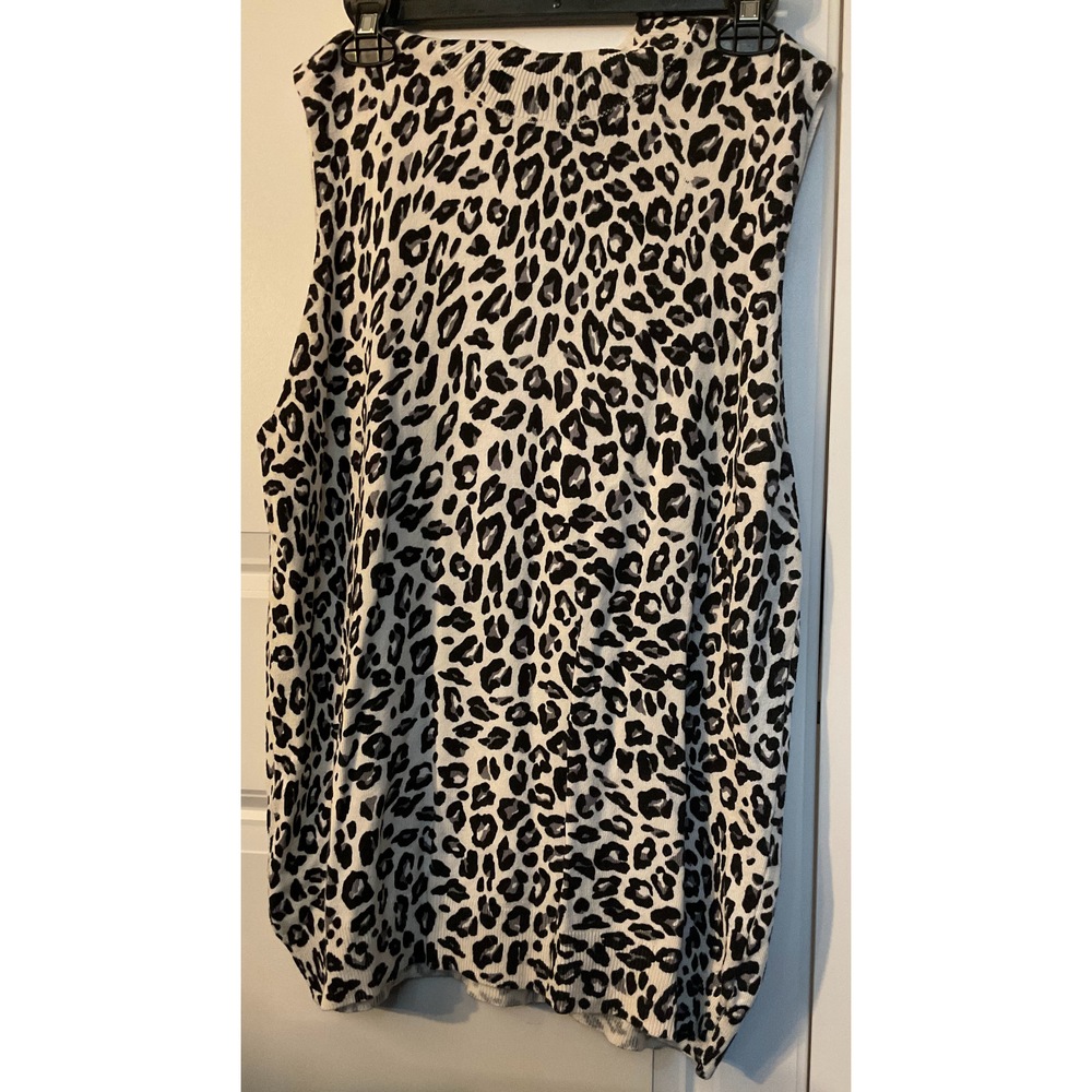 WorthingtonSleeveless Top Stretch White Black Grey Animal Leopard Print XL